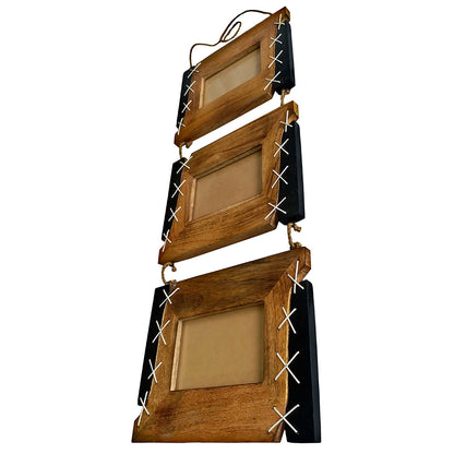 PF01, Photo Frame Set of 3 frames Wall hanging, made of Wood with a unique design, Perfect Gift for your loved ones, 4 by 6 inch photo size, Photo Frame - IM2213