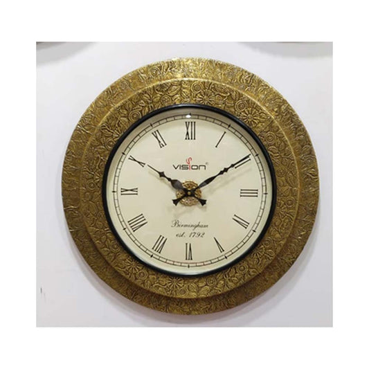 Wall Clock, (NAVIKA PRODUCTION), Double Patta Clock Brass Fitting & Polish With Brass, Wall Clock - IM2254