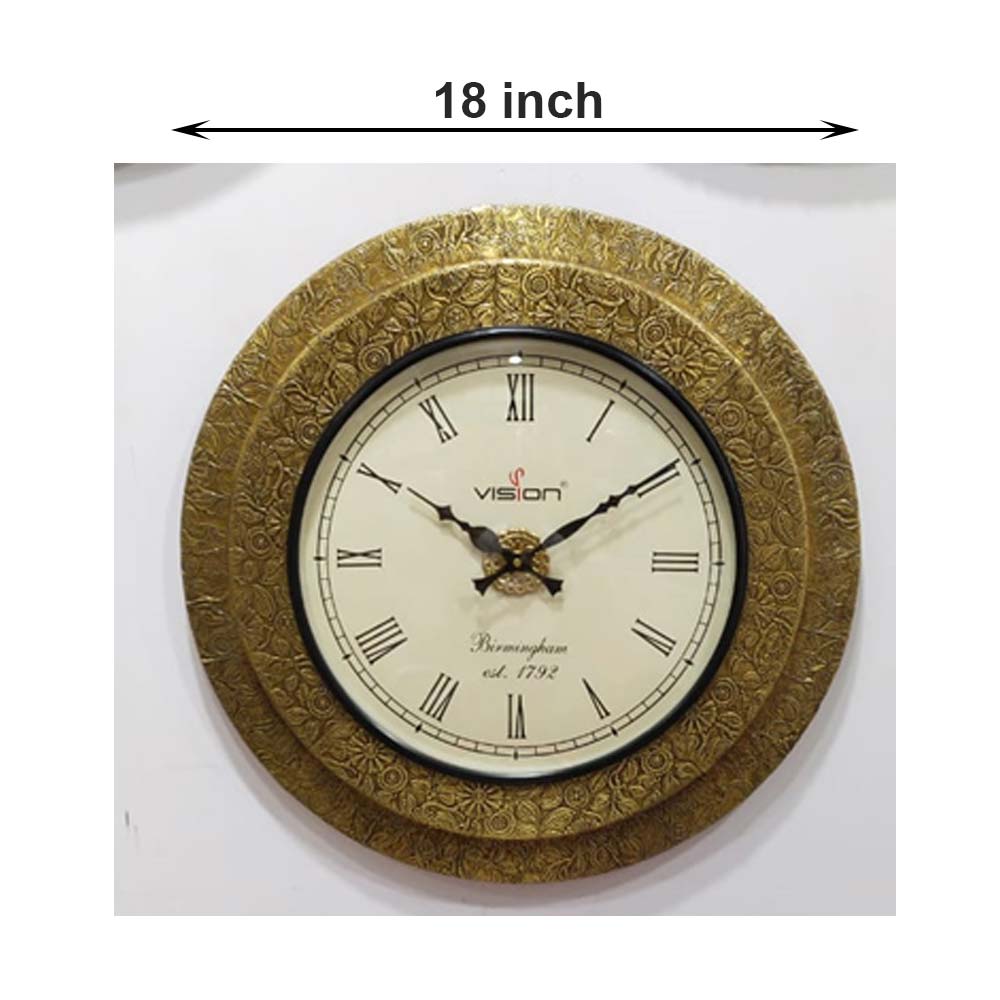 Wall Clock, (NAVIKA PRODUCTION), Double Patta Clock Brass Fitting & Polish With Brass, Wall Clock - IM2254