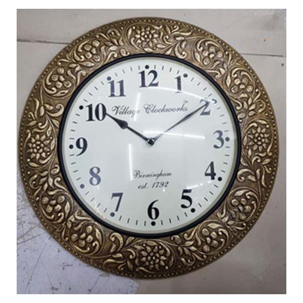 Wall Clock, (NAVIKA PRODUCTION), Emboss Brass Clock, Wall Clock - IM2265