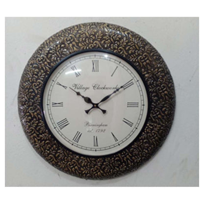 Wall Clock, (NAVIKA PRODUCTION), Emboss Brass Clock, Wall Clock - IM2266