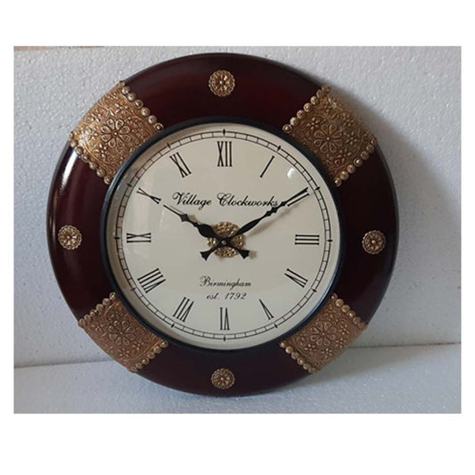 Wall Clock, (NAVIKA PRODUCTION), Polish With Brass & Copper Finish Clock, Wall Clock - IM2269