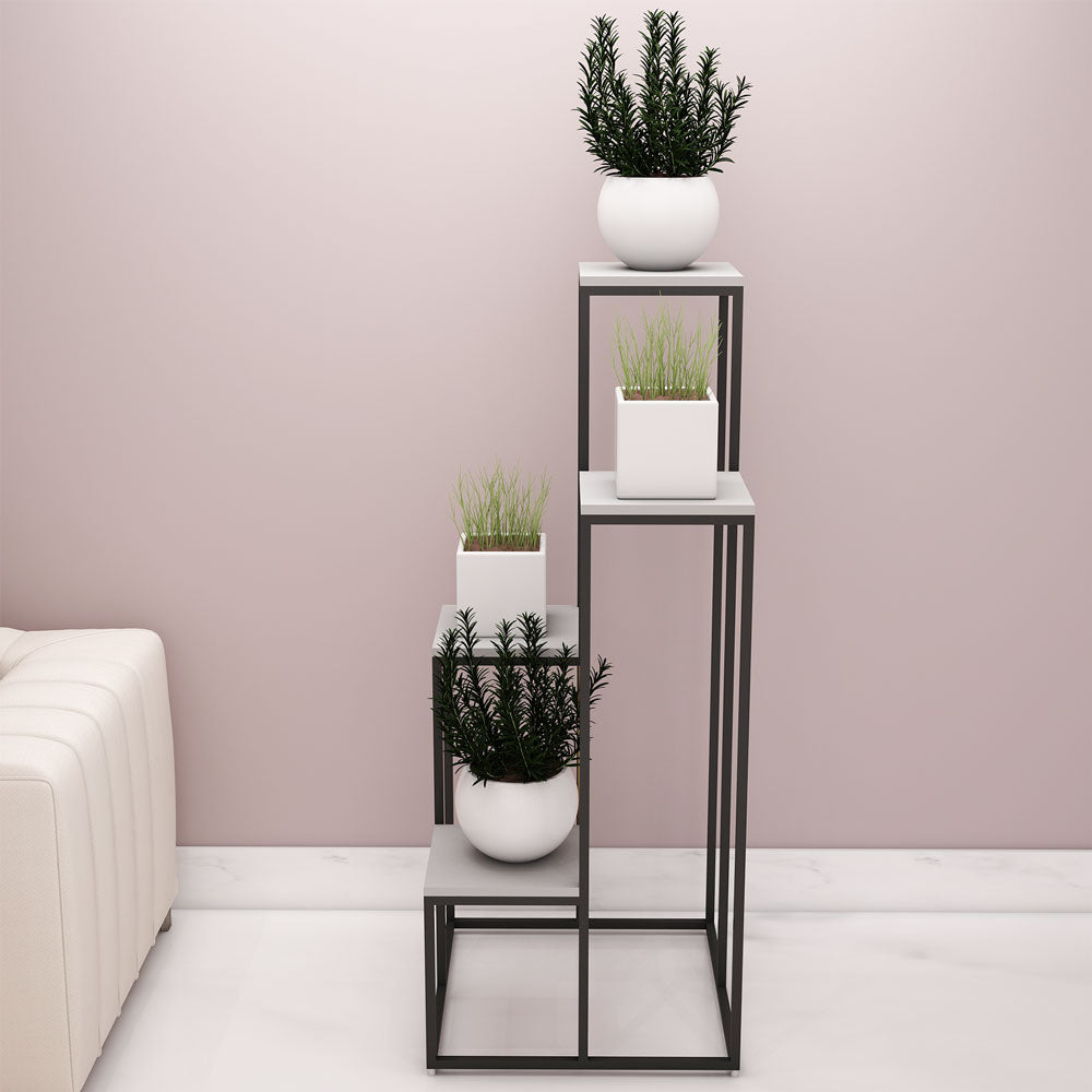 Planter Stand, Grey & Black Color Plant Stand, MS Frame in Black Finish, Plant Stand - IM2332