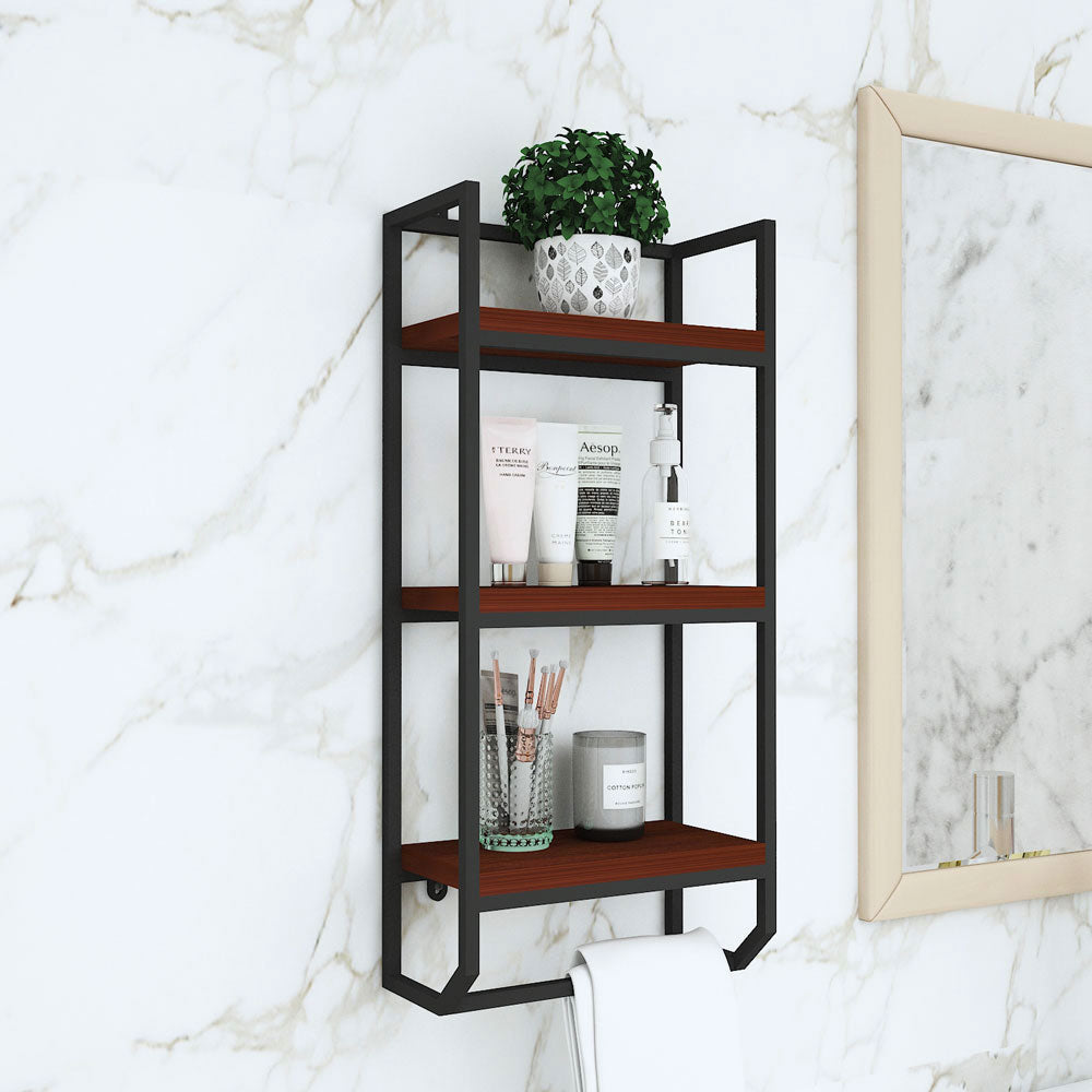 Toilet Accessory, Storage Rack, Bathroom Wall Mounted Rack, Wooden Shelf with Towel Holder, Toilet Accessory - IM2335