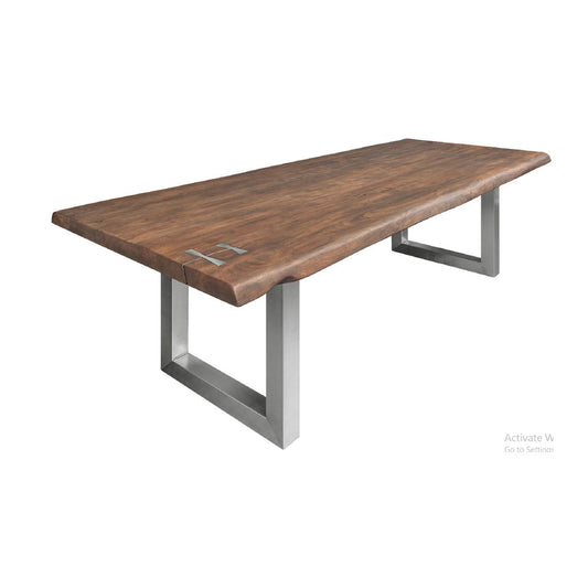 Grey and Brown Dining Table with Strong Metal Legs for Modern Dining Spaces - IM3055