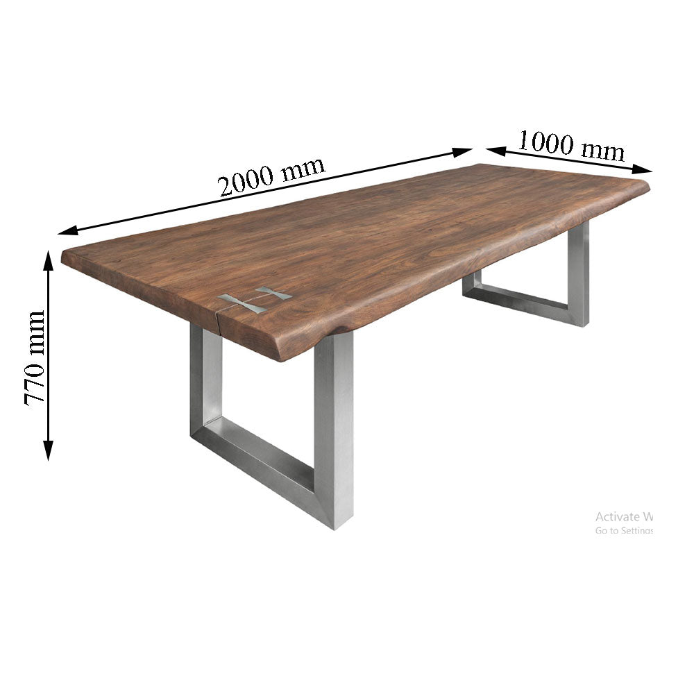 Grey and Brown Dining Table with Strong Metal Legs for Modern Dining Spaces - IM3055