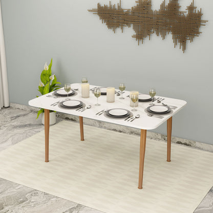 White Dining Tables with Metal Legs for Versatile Home Use - IM3059