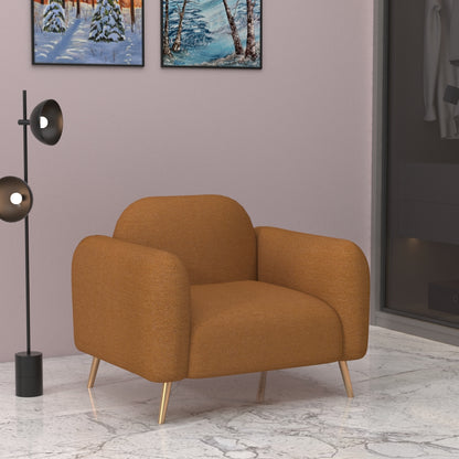 1 Seater Sofa, Yellow Color Sofa, Unique Design Sofa, Sofa with MS Leg in Golden Finish, Comfortable Modern Sofa, 1 Seater Sofa - IM4092