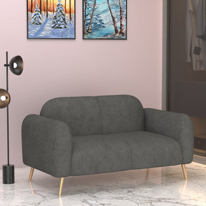 2 Seater Sofa, Grey Color Sofa, Unique Design Sofa, Sofa with MS Leg in Golden Finish, Comfortable Modern Sofa, 2 Seater Sofa - IM4095