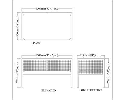 2 Seater Sofa, Brown Color Sofa, Unique Design Sofa, Sofa with Solid Wood Leg, Sofa in White Color Cane, Comfortable Modern Sofa, 2 Seater Sofa - IM4100