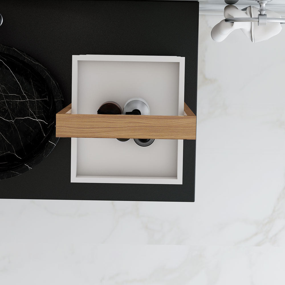 Toilet Accessory, Tray with open Shelf, White & Brown Color Tray, Utility Storage for Tray, Toliet Accessory - IM414