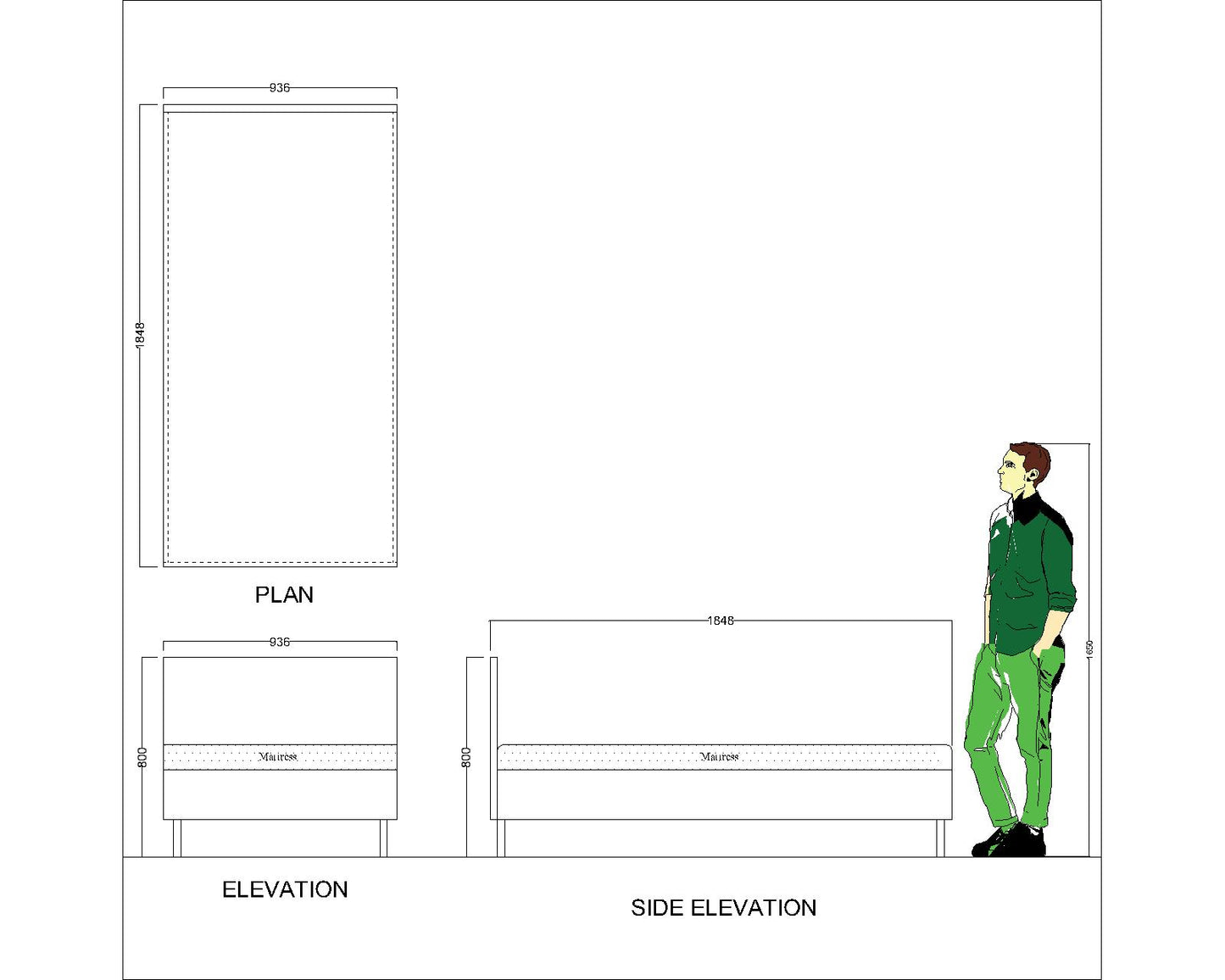 Single Bed, Single Bed in Green Color, Single Bed for Kids, Single Bed - IM5067