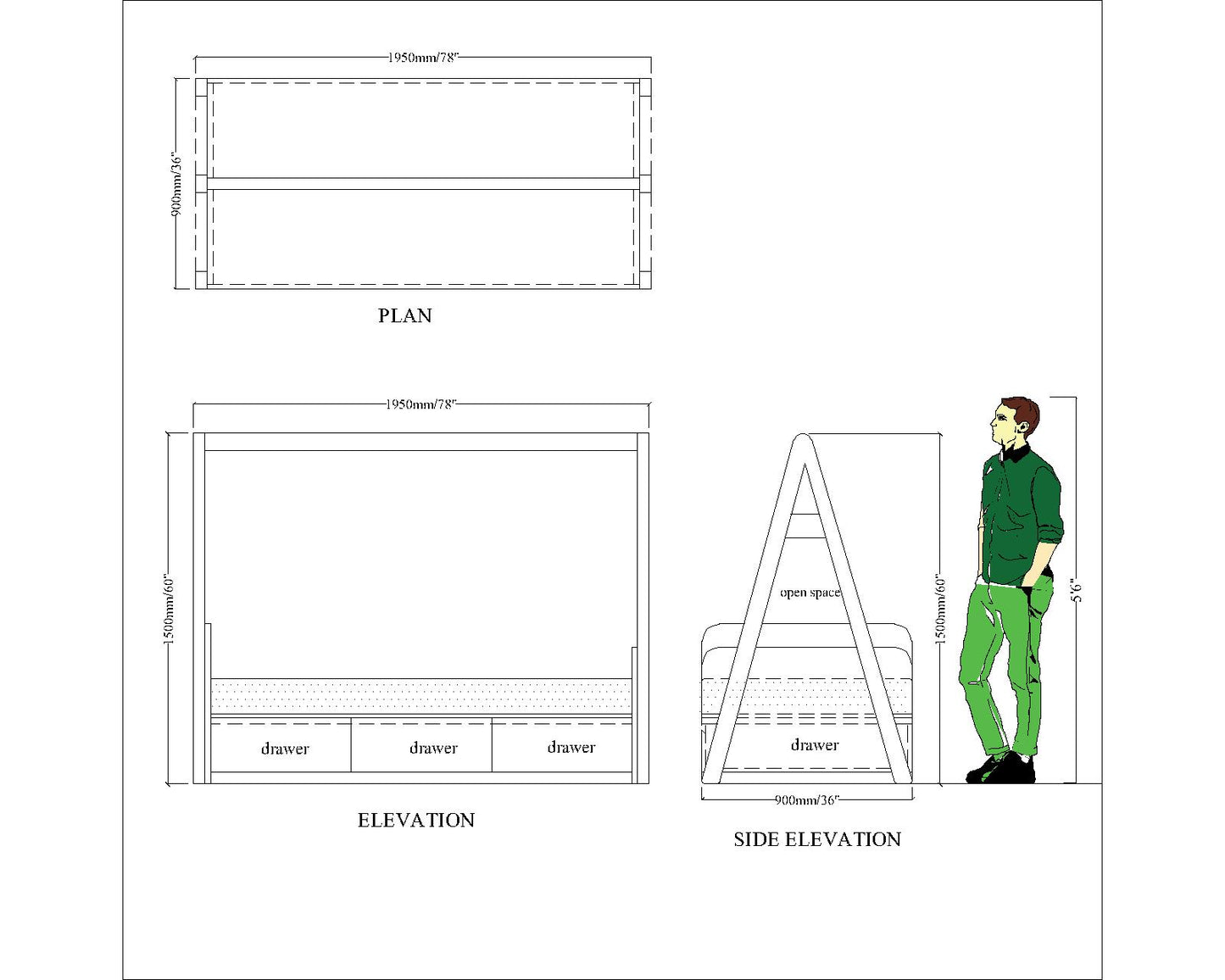 Tent Bed, Tent Bed in White Color, Tent Bed with Drawer, Tent Bed - IM5071