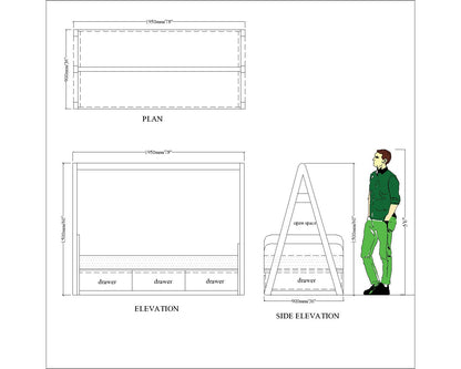 Tent Bed, Tent Bed in White Color, Tent Bed with Drawer, Tent Bed - IM5071