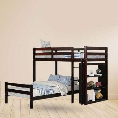 Bunk Bed, Bunk Bed in Brown Color, Bunk Bed with Open Shelf, Bunk Bed - IM5077