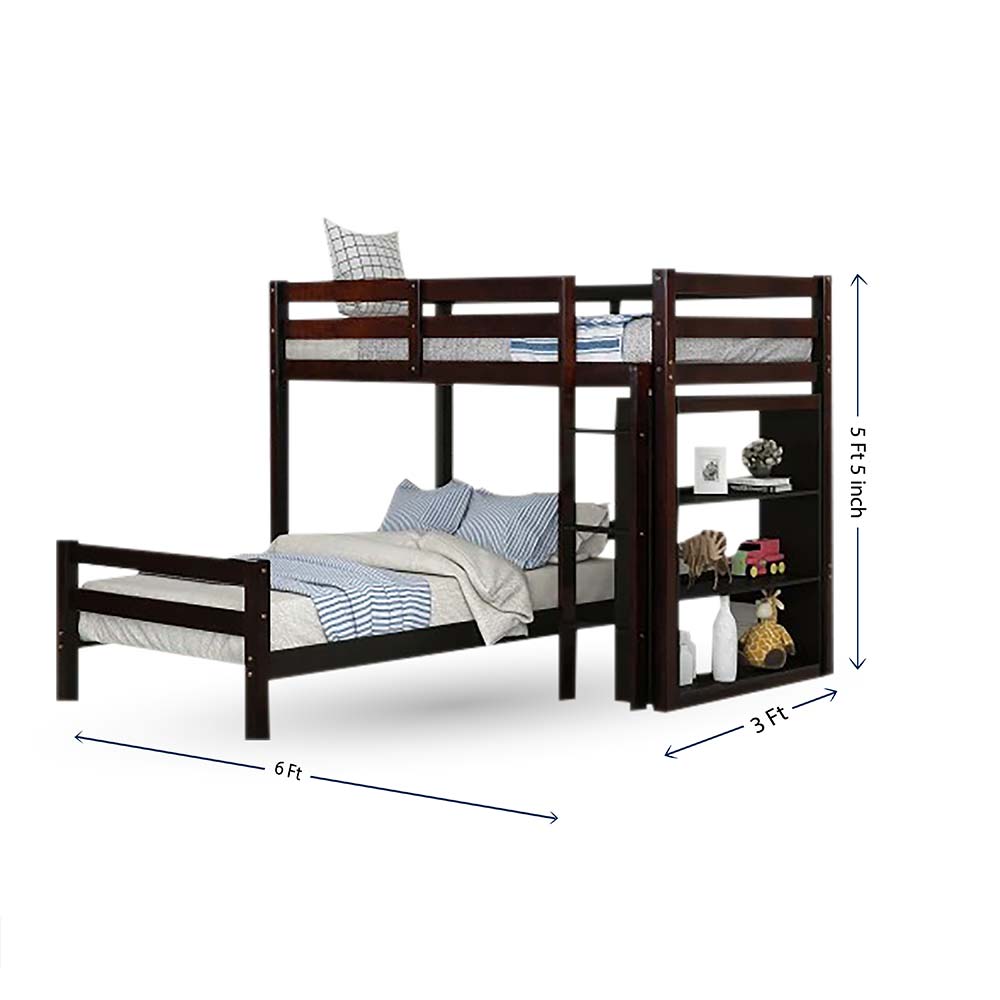 Bunk Bed, Bunk Bed in Brown Color, Bunk Bed with Open Shelf, Bunk Bed - IM5077