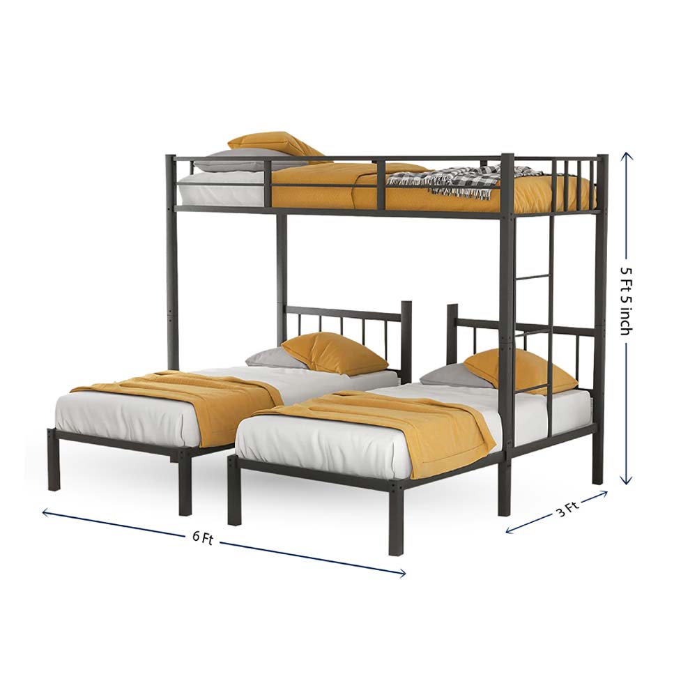 Bunk Bed, Triple Bunk Bed, Bunk Bed in Grey Color, Bunk Bed - IM5078