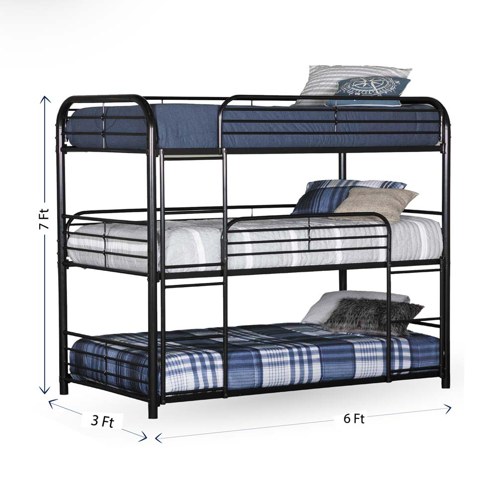 Bunk Bed, Triple Bunk Bed, Bunk Bed in Black Color, Bunk Bed - IM5081