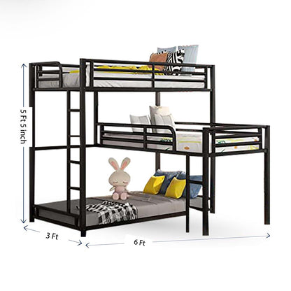 Bunk Bed, Designer Triple Bunk Bed, Bunk Bed in Black Color, Bunk Bed - IM5084