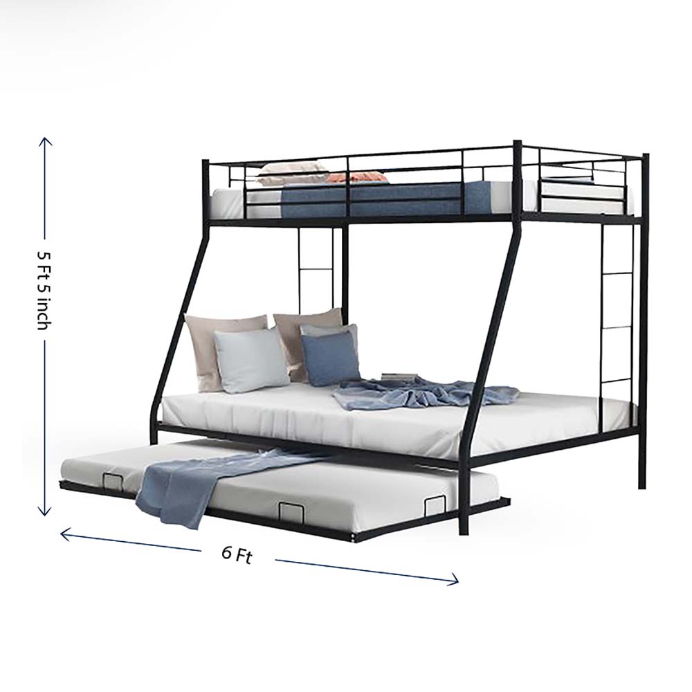 Bunk Bed, Designer Bunk Bed with Pullover Bed, Bunk Bed in Black Color, Bunk Bed - IM5087