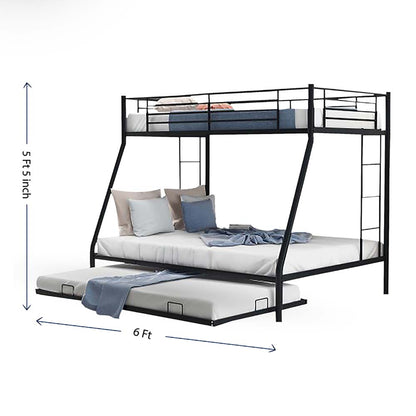 Bunk Bed, Designer Bunk Bed with Pullover Bed, Bunk Bed in Black Color, Bunk Bed - IM5087