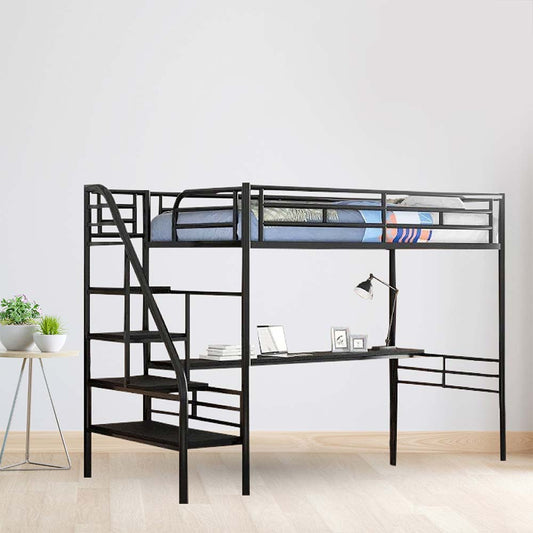 Bunk Bed, Bunk Bed in Black Color, Bunk Bed with Table, Bunk Bed - IM5090