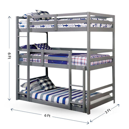 Bunk Bed, Triple Bunk Bed, Bunk Bed in Grey Color, Bunk Bed - IM5096