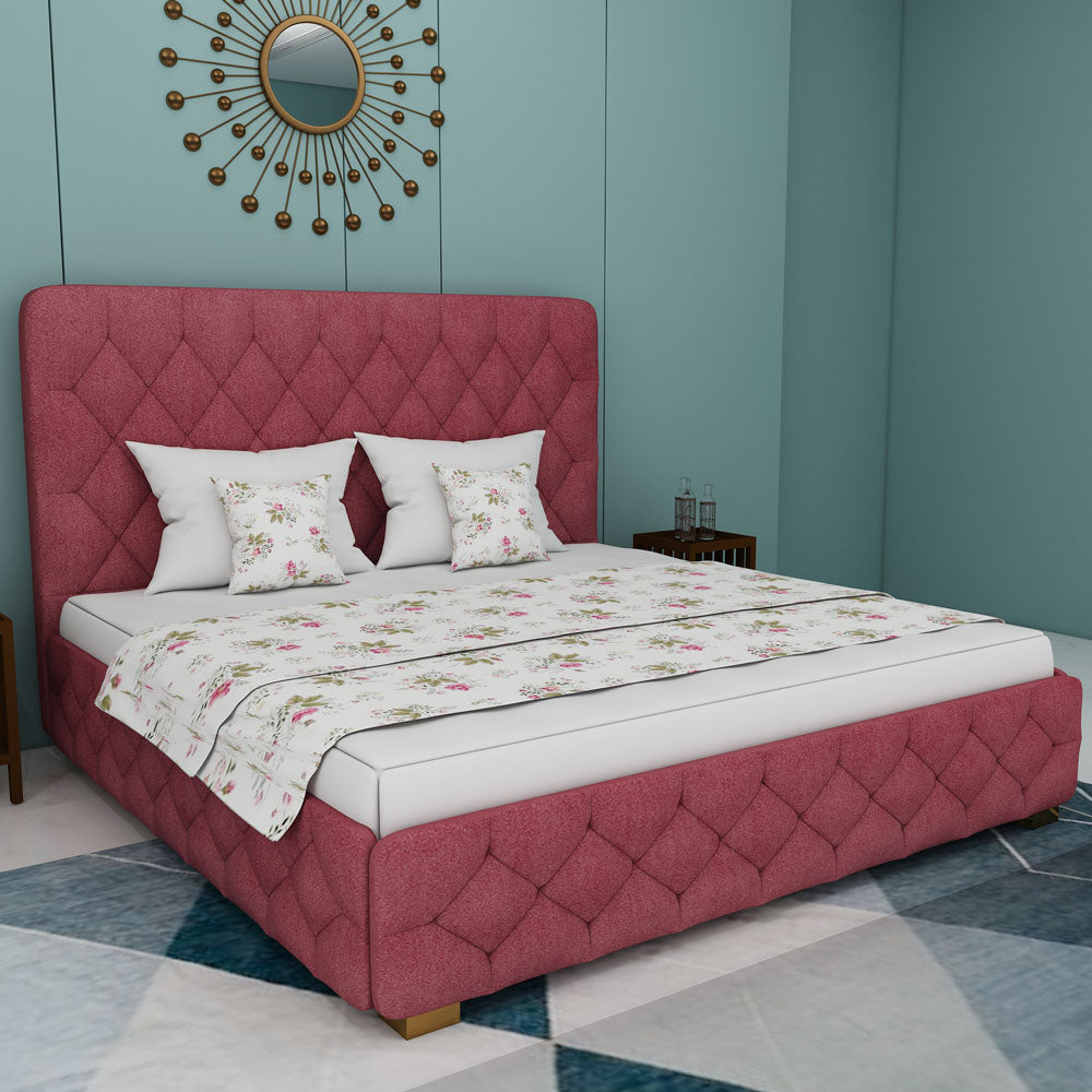 Bed, King Size Bed, Full Size Bed, Bed for Bedroom, Bed in Dusty Pink Color, Bed with Golden Legs, Bed - IM5105