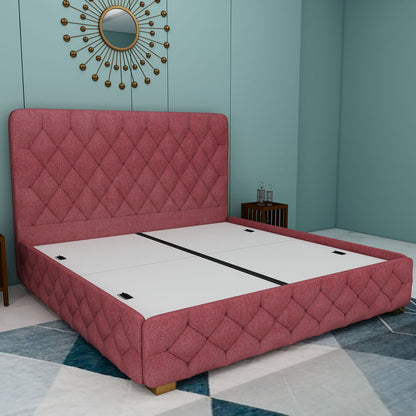 Bed, King Size Bed, Full Size Bed, Bed for Bedroom, Bed in Dusty Pink Color, Bed with Golden Legs, Bed - IM5105