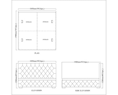 Bed, King Size Bed, Full Size Bed, Bed for Bedroom, Bed in Beige Color, Bed with Golden Legs, Bed - IM5106