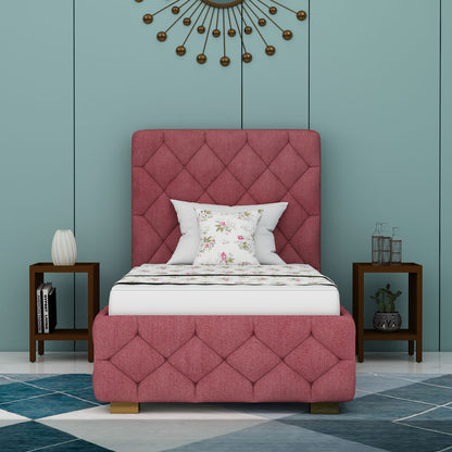 Bed, Single Size Bed, Bed for Bedroom, Bed in Dusty Pink Color, Bed With Golden Legs, Bed - IM5109