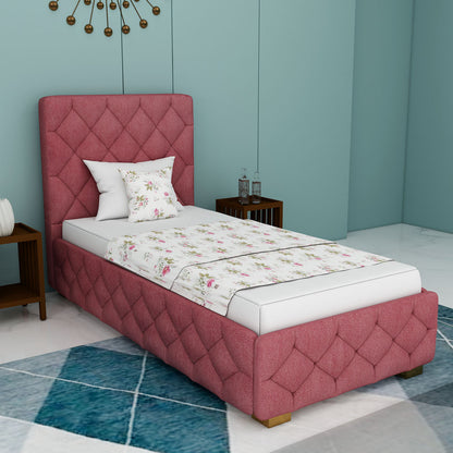 Bed, Single Size Bed, Bed for Bedroom, Bed in Dusty Pink Color, Bed With Golden Legs, Bed - IM5109