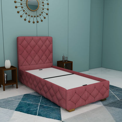 Bed, Single Size Bed, Bed for Bedroom, Bed in Dusty Pink Color, Bed With Golden Legs, Bed - IM5109