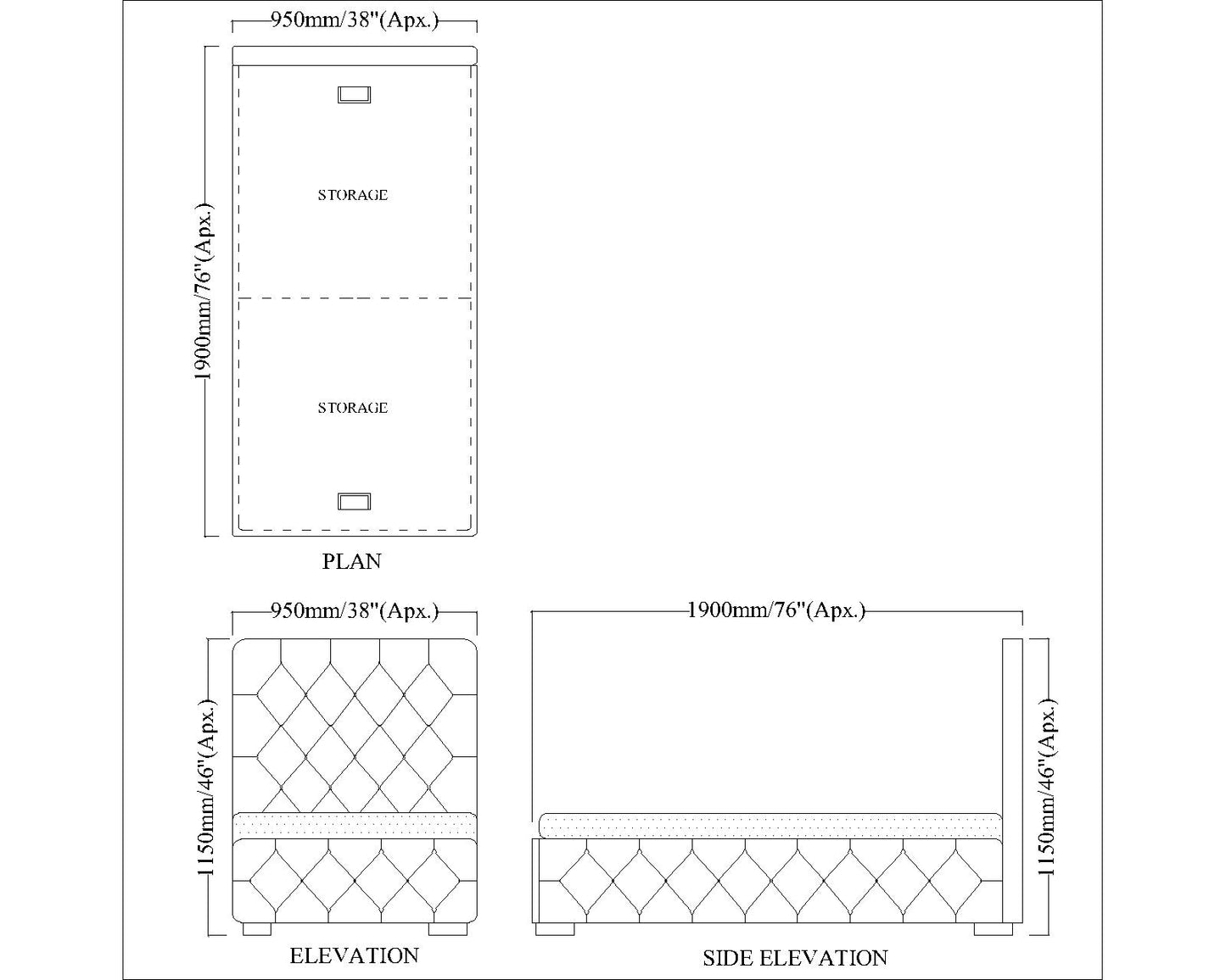 Bed, Single Size Bed, Bed for Bedroom, Bed in Beige Color, Bed With Golden Legs, Bed - IM5110