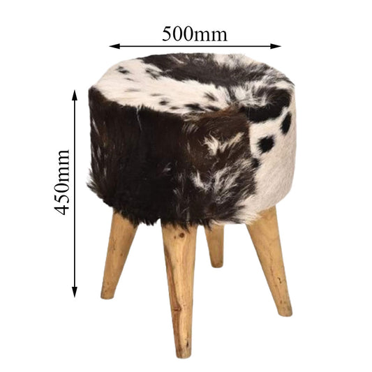 Seating Stool, Black & White Seating Stool, Seating Stool with Wooden Legs, Seating Stool - IM - 6050