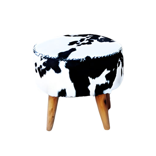 Seating Stool, Black & White  Seating Stool, Seating Stool with Wooden Legs, Seating Stool- IM6058