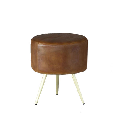 Seating Stool, Brown Seating Stool, Seating Stool with Wooden Legs, Seating Stool- IM6059