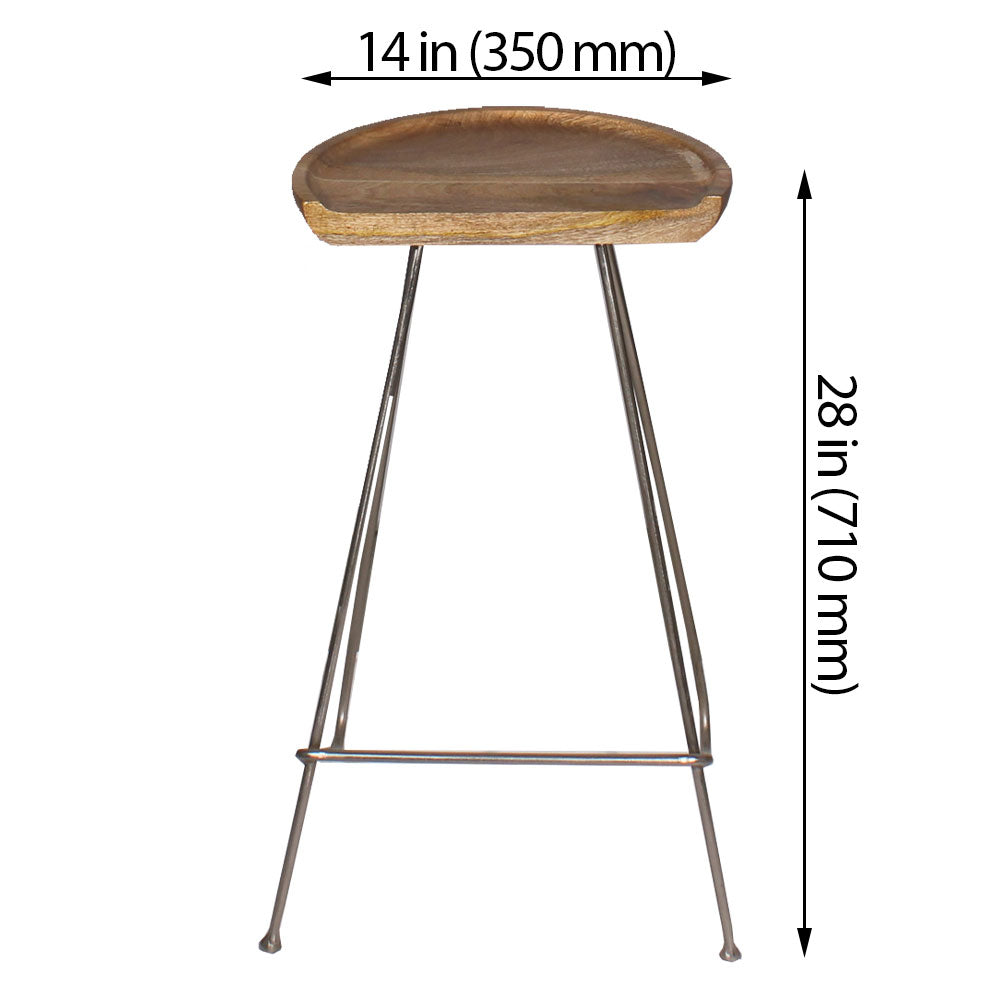 Bar Stool, Bar Stool with Brown & Silver Color, Bar Stool in Wood Metal, Bar Stool - IM6066