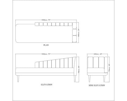 Chaise, beige color chaise, chaise for living room, chaise for seating, chaise for drawing room, Chaise - EL12104