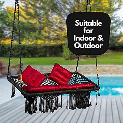 Swing, Swing in Black Color, Swing with 2 S Hook & 3 Cushion, Swing - IM6085