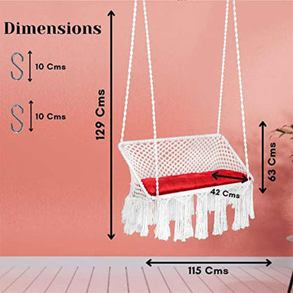 Swing, Swing in White Color, Swing with 2 S Hook & 1 Cushion, Swing - IM6086