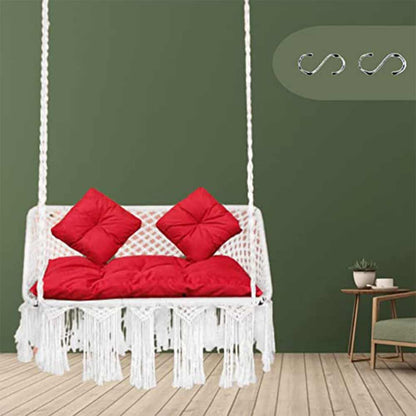 Swing, Swing in White Color, Swing with 2 S Hook & 3 Cushion, Swing - IM6087