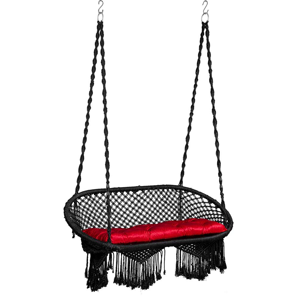 Swing, Round Swing, Swing in Black Color, Swing with 2 S Hook & 1 Cushion, Swing - IM6088