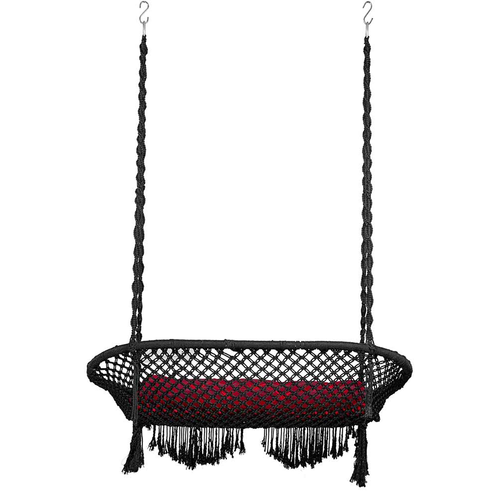 Swing, Round Swing, Swing in Black Color, Swing with 2 S Hook & 1 Cushion, Swing - IM6088