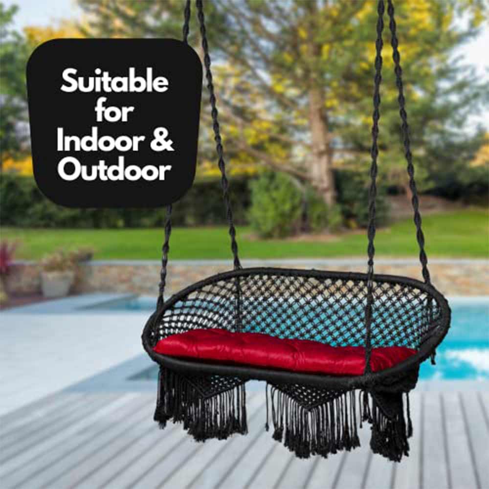 Swing, Round Swing, Swing in Black Color, Swing with 2 S Hook & 1 Cushion, Swing - IM6088