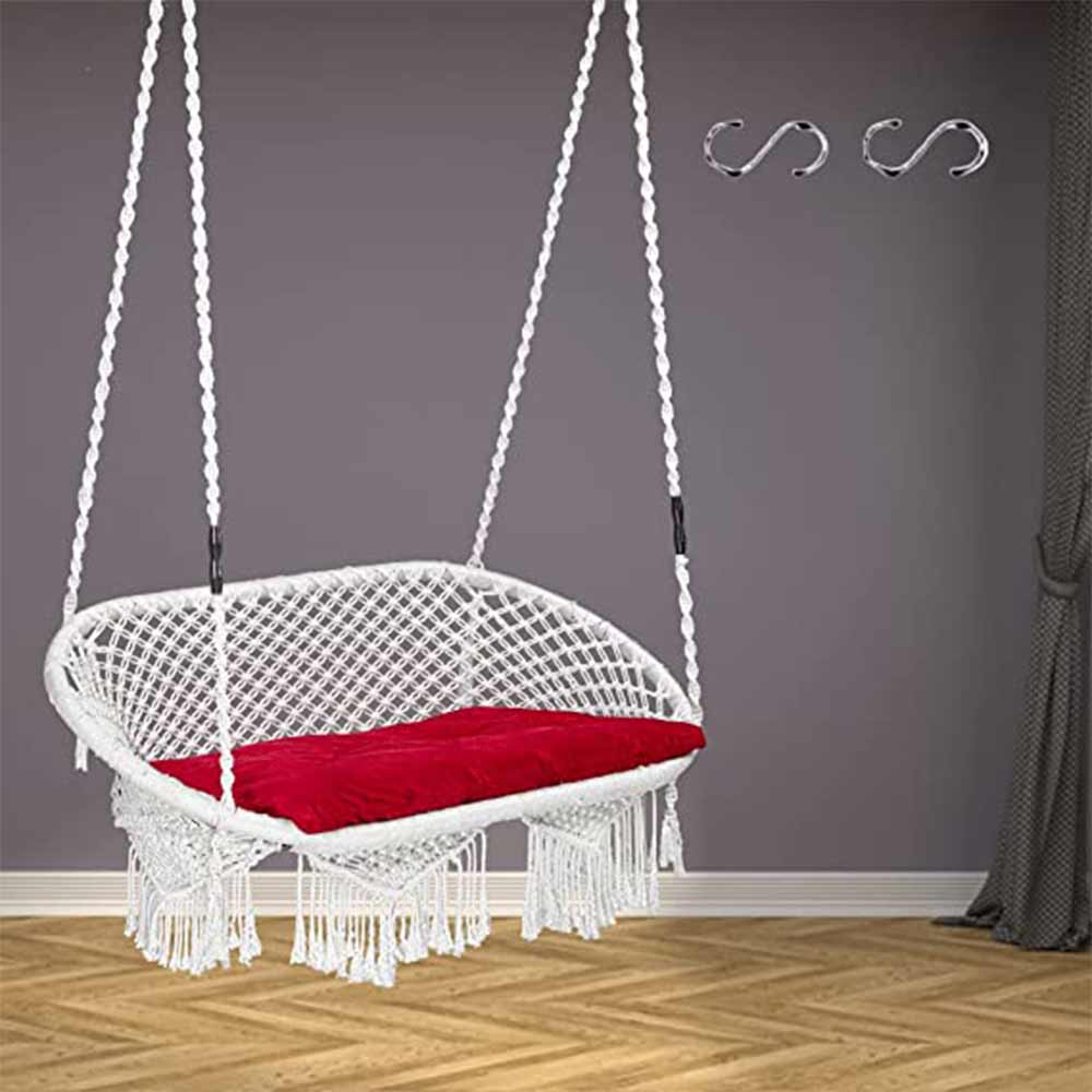 Swing, Round Swing, Swing in White Color, Swing with 2 S Hook & 1 Cushion, Swing - IM6090