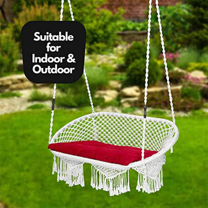 Swing, Round Swing, Swing in White Color, Swing with 2 S Hook & 1 Cushion, Swing - IM6090