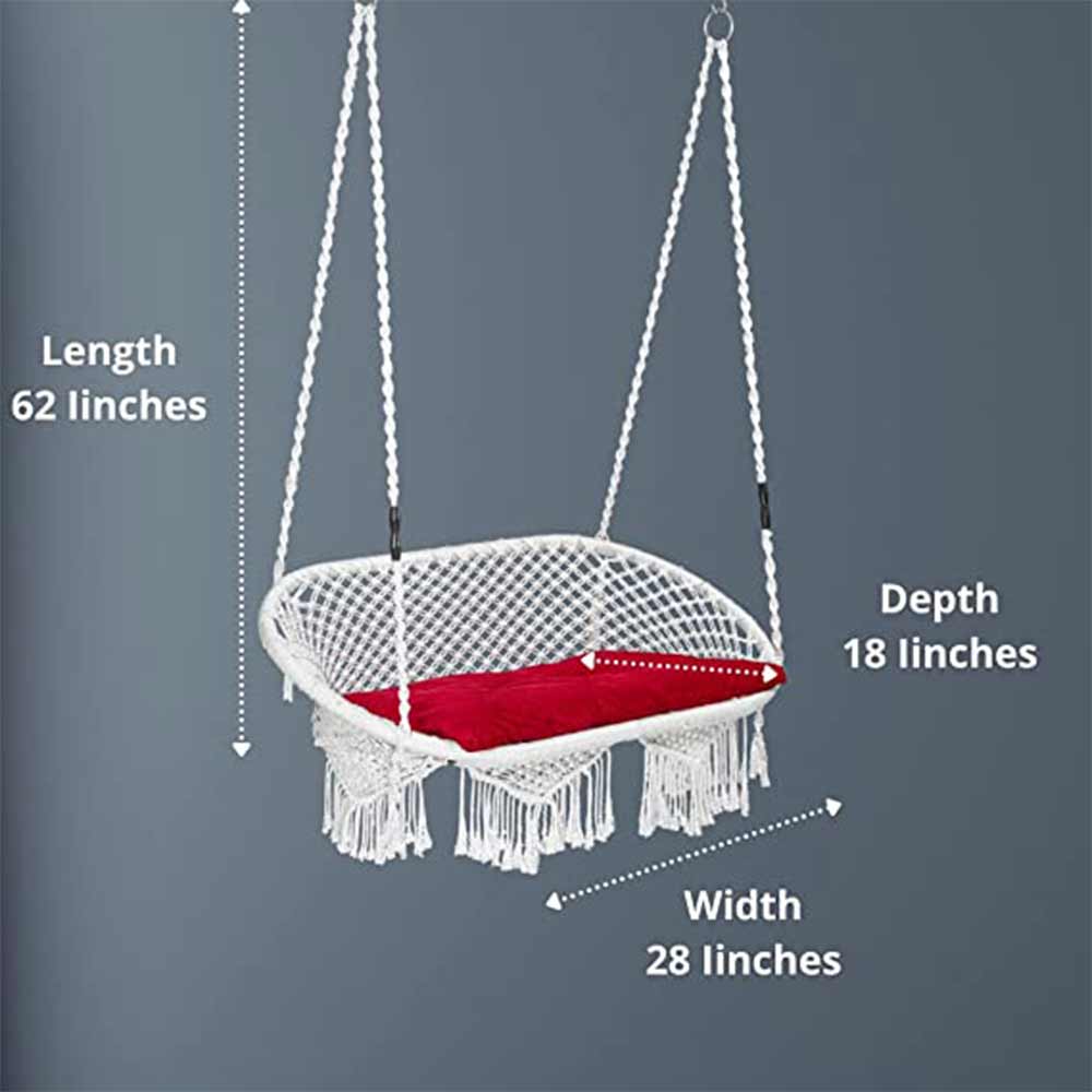 Swing, Round Swing, Swing in White Color, Swing with 2 S Hook & 1 Cushion, Swing - IM6090