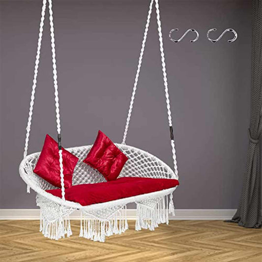 Swing, Round Swing, Swing in White Color, Swing with 2 S Hook & 3 Cushion, Swing - IM6091