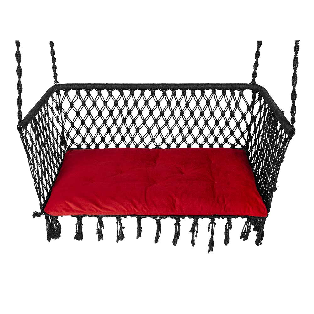 Swing, Trapezium Swing, Swing in Black Color, Swing with 2 S Hook & 1 Cushion, Swing - IM6092